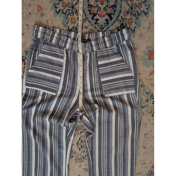 Beau Dawson Blue & White Striped Linen Blend Pull-On Cropped Pants - PL - Picture 7 of 9